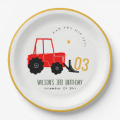 明るい赤イエローディガーキッズ任意の年齢誕生日 ペーパープレート (正面)