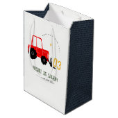 明るい赤イエローディガーキッズ任意の年齢誕生日 ミディアムペーパーバッグ (裏面アングル)