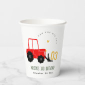 明るい赤イエローディガーキッズ任意の年齢誕生日 紙コップ (裏面)