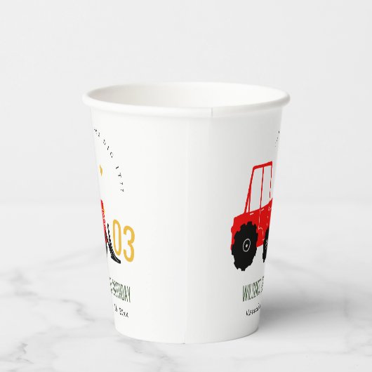 明るい赤イエローディガーキッズ任意の年齢誕生日 紙コップ (右)