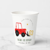 明るい赤イエローディガーキッズ任意の年齢誕生日 紙コップ (正面)