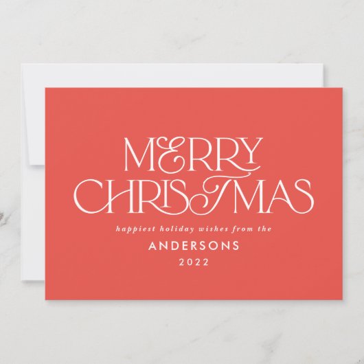 明るい赤カラフルのクリスマスの幾何学的スクリプト シーズンカード (正面)