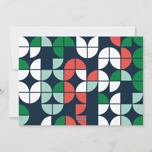 明るい赤カラフルのクリスマスの幾何学的スクリプト シーズンカード (裏面)