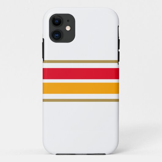 明るい赤ゴールデンイエローレーシングストライプズオンホワイト Case-Mate iPhoneケース (裏面)