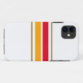 明るい赤ゴールデンイエローレーシングストライプズオンホワイト Case-Mate iPhoneケース (裏面(横))