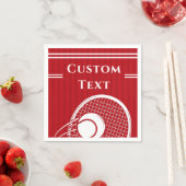 明るい赤ストライプのテニス選手コーチ誕生日 スタンダードカクテルナプキン (インサイチュ)