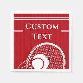 明るい赤ストライプのテニス選手コーチ誕生日 スタンダードカクテルナプキン