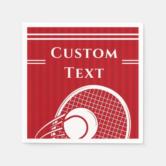 明るい赤ストライプのテニス選手コーチ誕生日 スタンダードカクテルナプキン (正面)