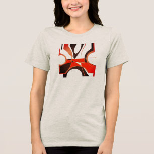明るい赤タンブラックMCMルックジオメトリック抽象芸術 トライブレンドTシャツ