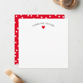 明るい赤ハート＆ドットがかわいいガーリーなメモカード ノートカード (正面/裏面インサイチュ)