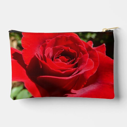 明るい赤バラ花美しいフローラ アクセサリーポーチ (裏面)