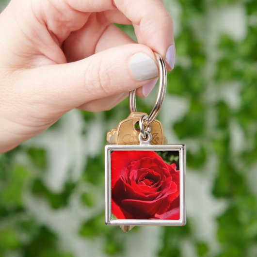 明るい赤バラ花美しいフローラ キーホルダー (手)