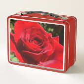 明るい赤バラ花美しいフローラ メタルランチボックス (裏面)