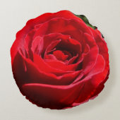 明るい赤バラ花美しいフローラ ラウンドクッション (裏面)