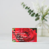 明るい赤バラ花美しいフローラ 名刺 (スタンド正面)