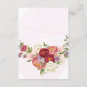 明るい赤ピンクの白い花おむつラッフルベビー エンクロージャーカード (裏面)