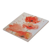 明るい赤ポピー水彩フラワーフローラ タイル (側面)