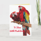 明るい赤マカオパロツウォーター色誕生日カード カード (正面)