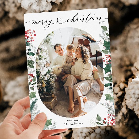 明るい赤メリークリスマス1写真 シーズンカード