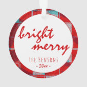 明るい赤メリーニット編み物ファミリーフォト オーナメント (裏面)