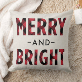 明るい赤メリーバッファローの格子縞の休日 クッション