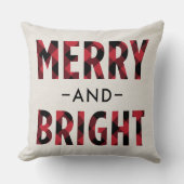 明るい赤メリーバッファローの格子縞の休日 クッション (正面)