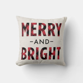 明るい赤メリーバッファローの格子縞の休日 クッション