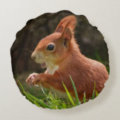 明るい赤リス ラウンドクッション (裏面)