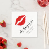 明るい赤リップスティックSweet sixteen誕生日パーティー スタンダードカクテルナプキン (インサイチュ)