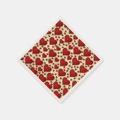 明るい赤ロマンチックなハートパターン スタンダードカクテルナプキン (角)