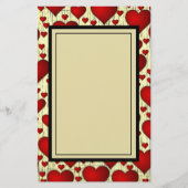 明るい赤ロマンチックなハートパターン 便箋 (正面)