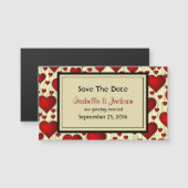 明るい赤ロマンチックなハート結婚式の日付を保存 (正面/裏面)