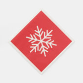 明るい赤地に白いアルプスの雪の結晶 クリスマスの楽しみ スタンダードランチョンナプキン (角)