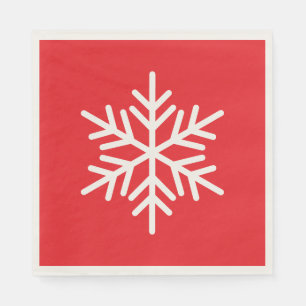 明るい赤地に白いアルプスの雪の結晶 クリスマスの楽しみ スタンダードランチョンナプキン