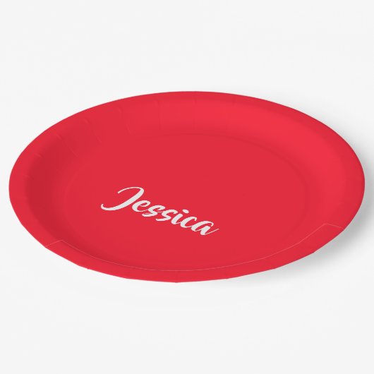 明るい赤無地の平野 ペーパープレート (アングル)