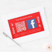 明るい赤白のビジネス名QRコードFacebook 長方形シール (封筒)