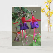 明るい赤紫色およびハチドリの母の日 カード (黄色い花)