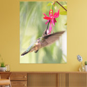 明るい赤紫色お気に入りのハミングバード キャンバスプリント (インサイチュ (リビング))