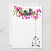 明るい赤紫色さくらんぼブロッサムラブバーズバードケ結婚ージ 招待状 (裏面)