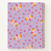 明るい赤紫色とイエローバタフライパーソナライズされたジャーナル ノートブック (裏面)