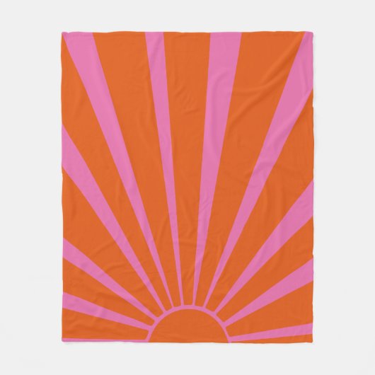 明るい赤紫色とオレンジ色のエステカラフルティックサンシャインレイ フリースブランケット (正面)