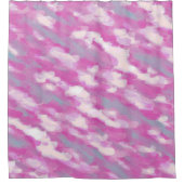 明るい赤紫色とグレーの水色 シャワーカーテン (正面)