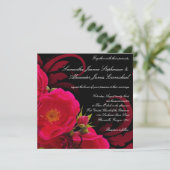 明るい赤紫色とスワールスクエア付きブラックガーデンバラ 招待状 (スタンド正面)