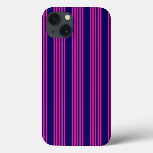 明るい赤紫色とネイビーブルーの5つのストライプパターン Case-Mate iPhoneケース (裏面)