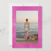 明るい赤紫色とパープルシャビーの生活お祝い 招待状 (裏面)