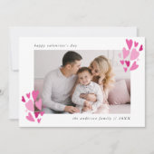 明るい赤紫色とピンクのハート写真バレンタインデー シーズンカード (正面)