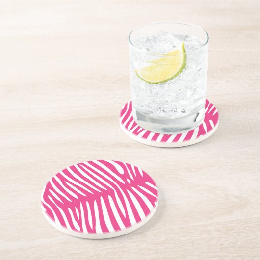 明るい赤紫色とピンクゼブラスキンの背景色の変更 コースター (側面)
