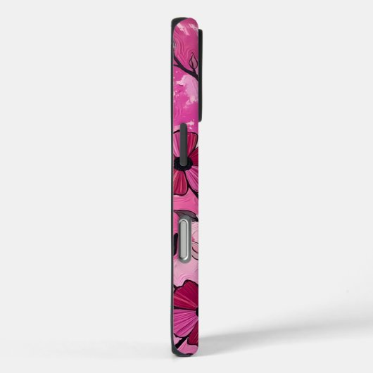 明るい赤紫色とピンクローズ絵を描ズ Case-Mate iPhoneケース (裏面 / 右)