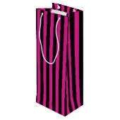 明るい赤紫色とブラックキャンディストライプー ワインギフトバッグ (裏面アングル)