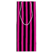 明るい赤紫色とブラックキャンディストライプー ワインギフトバッグ (裏面)